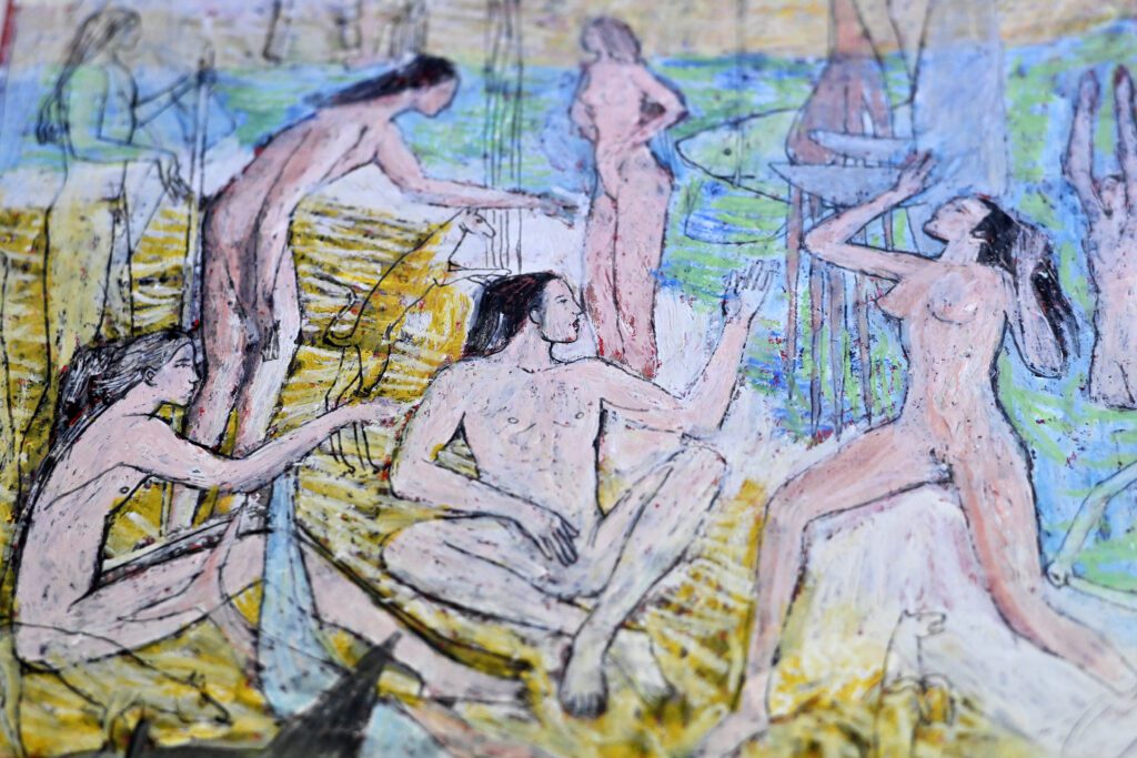 Tomislav Buntak: Morski prizor, fotokopija, pastel, olovka, akril, 2005.