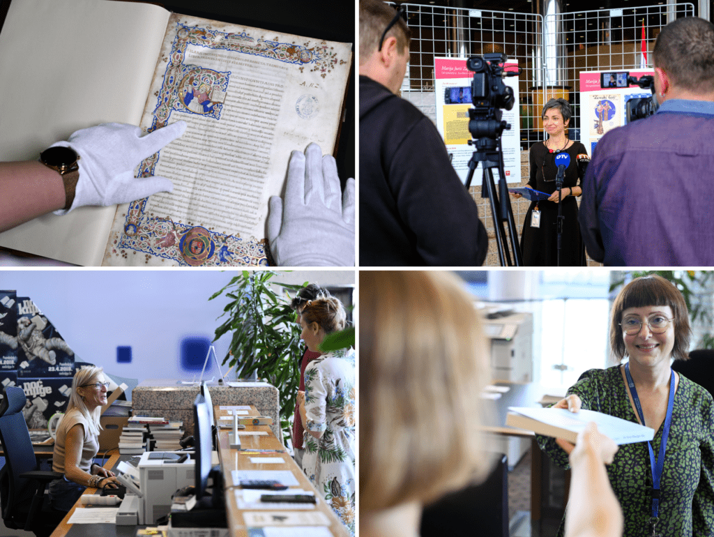 Members of the staff of the National and University Library in Zagreb at various activities.