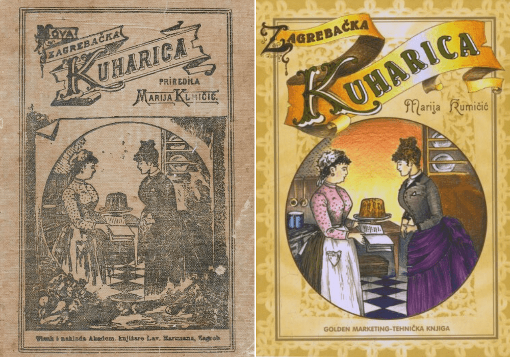 Nova zagrebačka kuharica u svojem prvom izdanju 1889. godine i u pretisku 2005. godine.