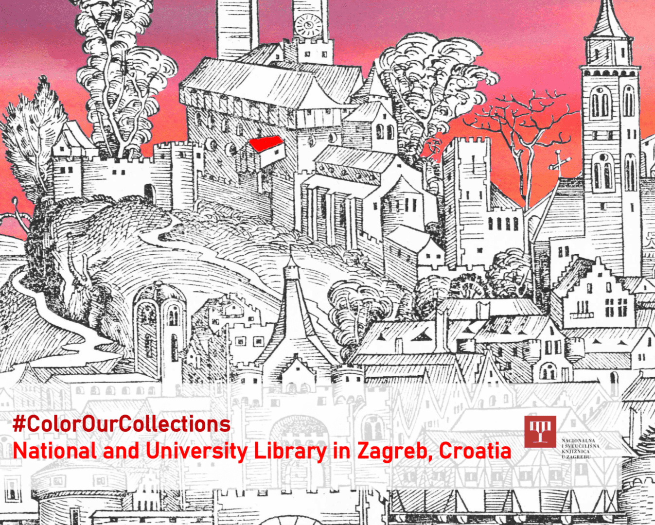 NSK treasures available to international audience as part of #ColorOurCollections social media festival A segment of the front page of the NSK colouring book made available as part of the 2024 #ColorOurCollections campaign.