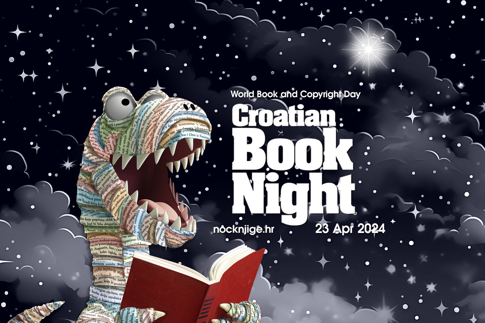 Croatian Book Night 2024: Looking at books through the prism of a cataclysm The visual identity of the 2024 Croatian Book Night.