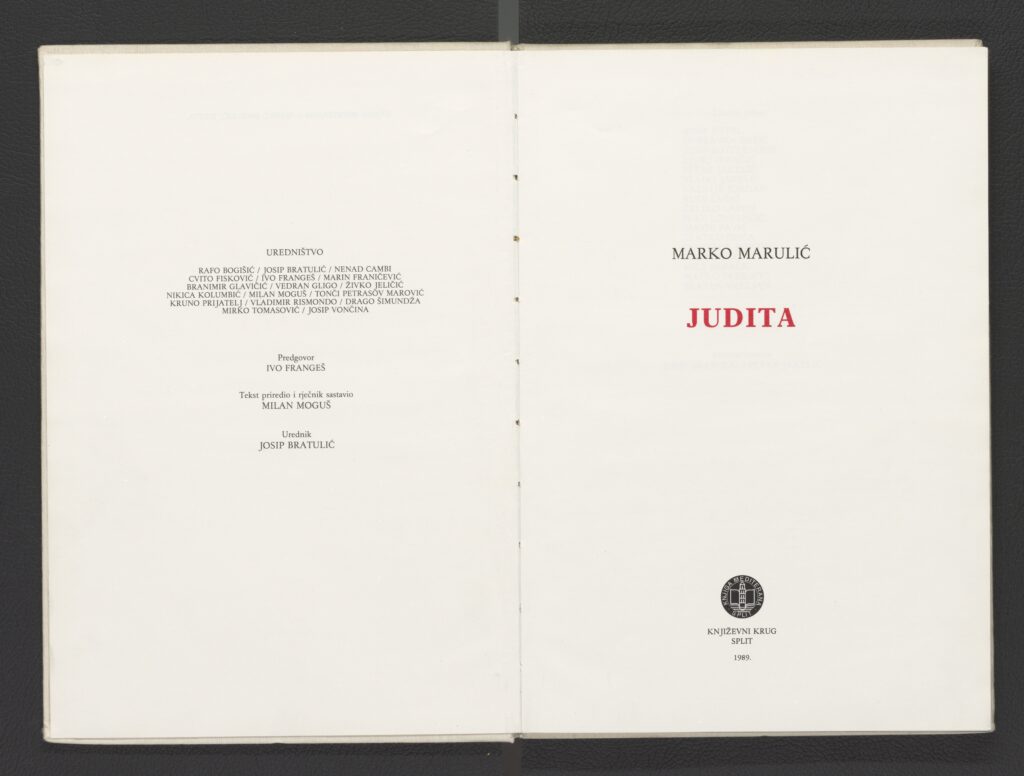 Judita. Književni krug Split, 1989. Opći fond NSK.