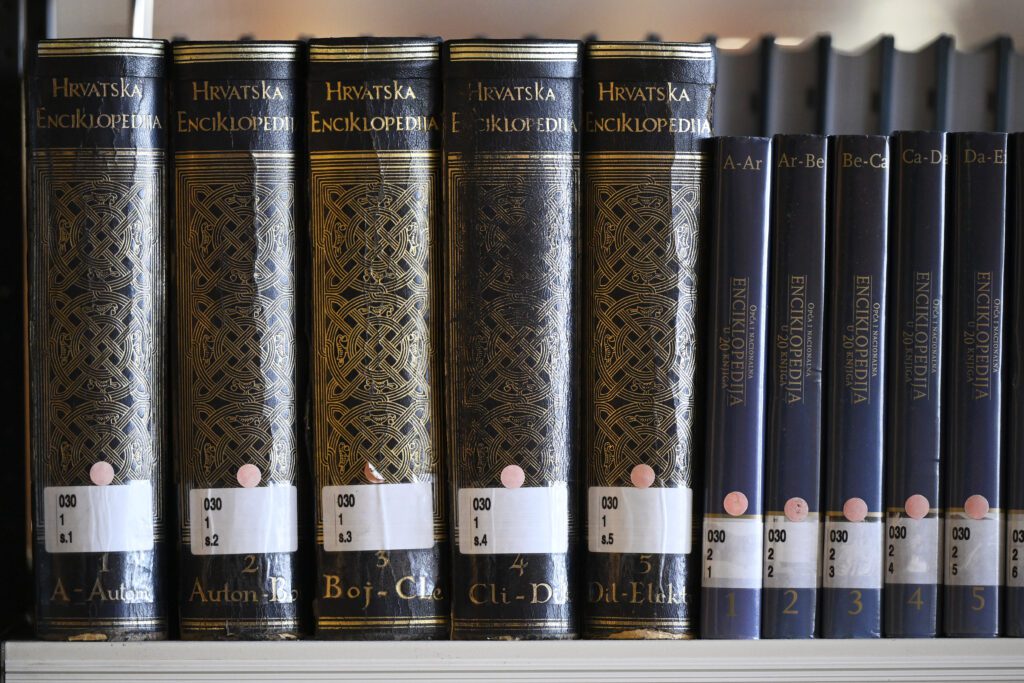 Books on a bookshelf.
