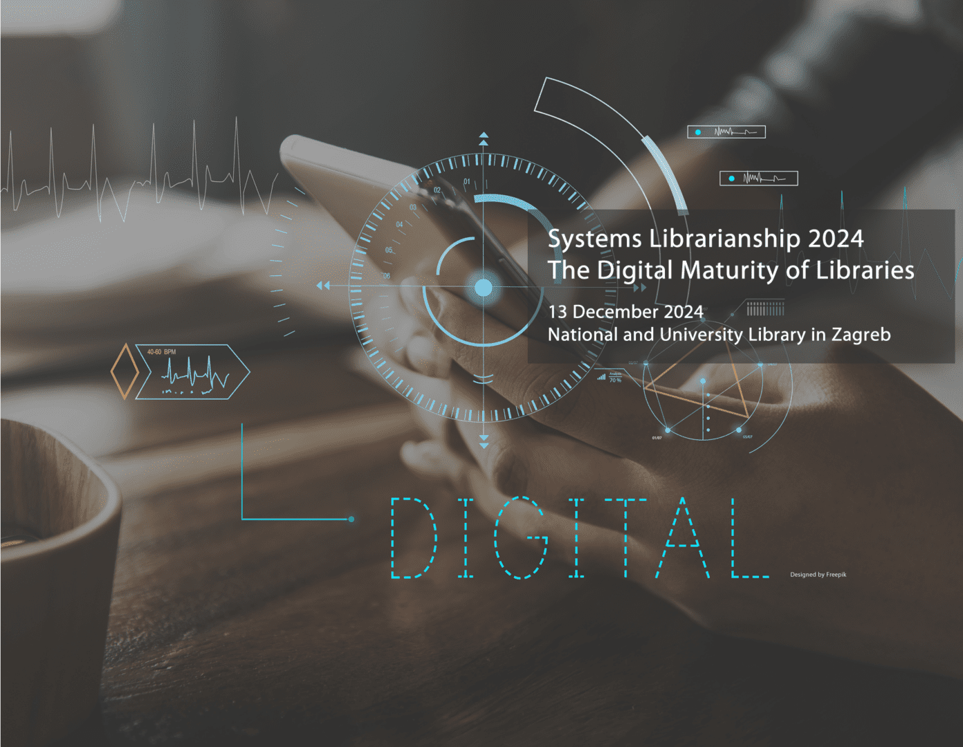 The visual identity of Systems Librarianship NSK Conference 2024, themed “The Digital Maturity of Libraries”.