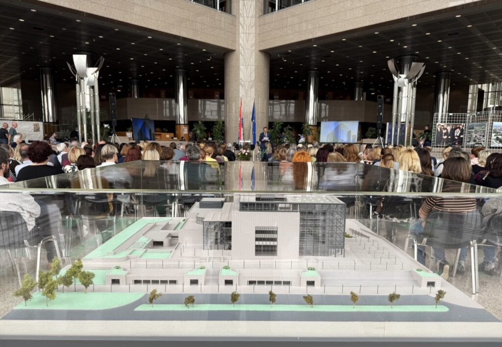 Scale model of the building of the National and University Library in Zagreb.