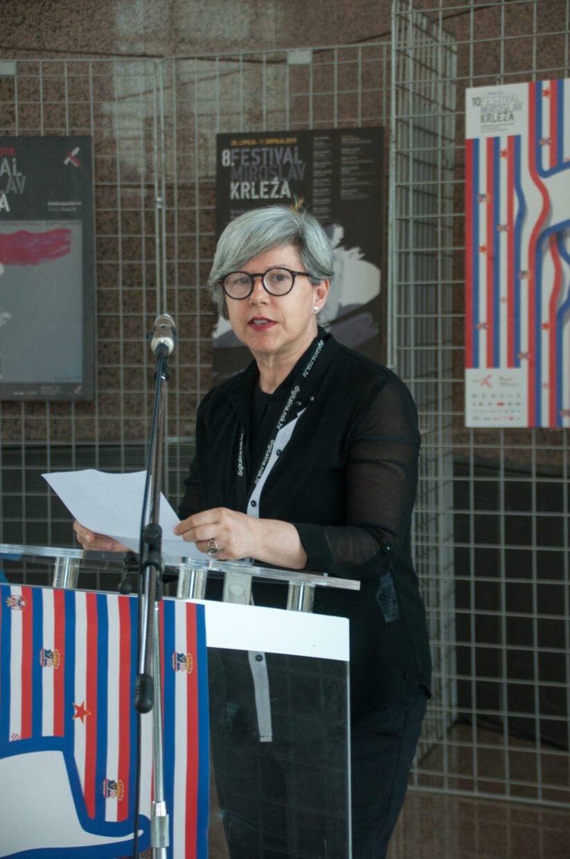 Pomoćnica za djelatnost nacionalne knjižnice Republike Hrvatske dr. sc. Sofija Klarin Zadravec na 14. Festivalu Miroslav Krleža u NSK.
