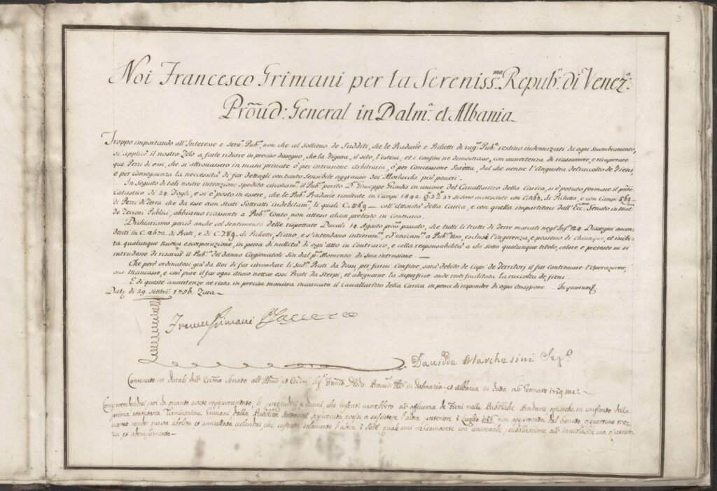 Grimanijev rukopisni katastar Dalmacije iz 1756.