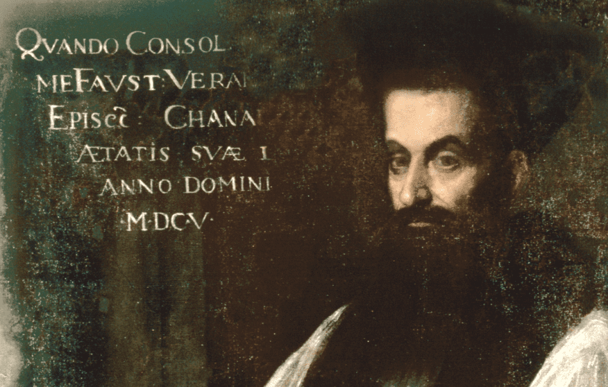 A distinguished Croatian humanist, inventor, lexicographer, diplomat and bishop Faust Vrančić (1551-1617).