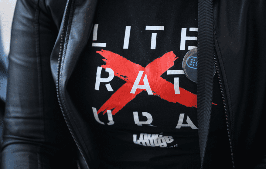 Female person wearing a Croatian Book Night 2026 T-shirt.